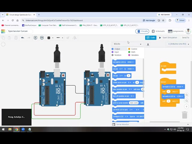Sending Data Between Two Arduinos Using I2C Protocol in Tinkercad