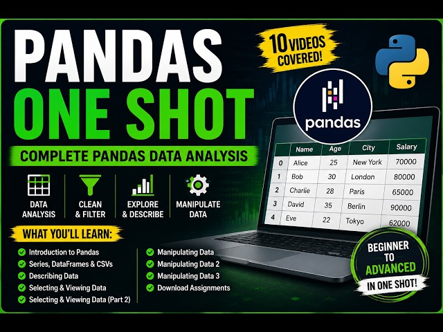 Pandas for Data Analysis in One Shot | Complete Pandas Tutorial for Beginners to Advanced | Python
