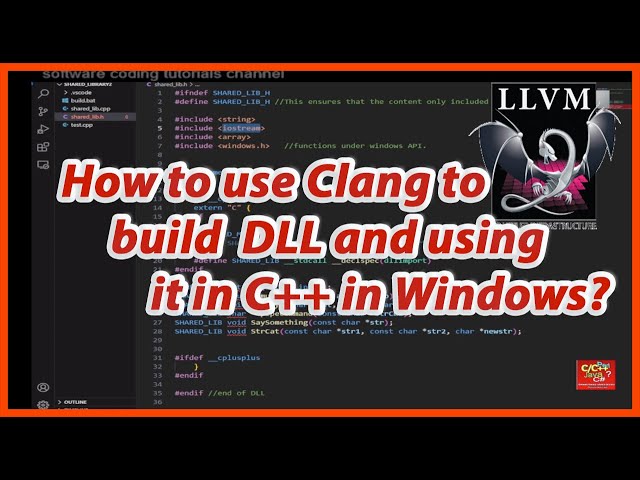 How to use Clang to build DLL (Dynamic Link Library) and using it in C++ under Windows?