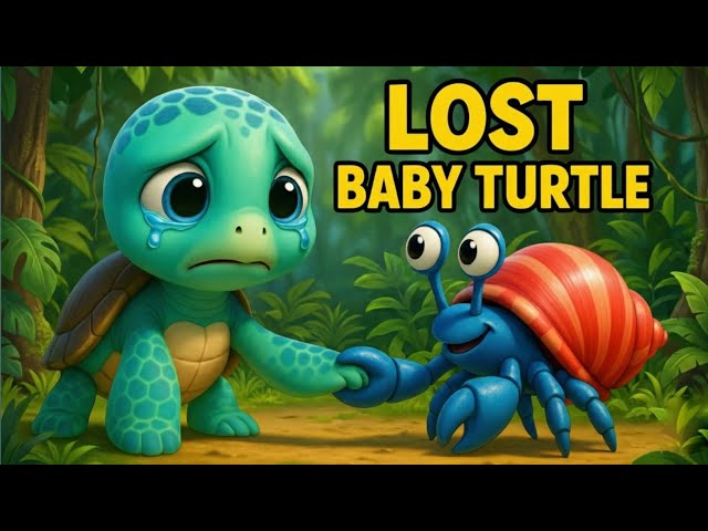 Lost Baby Turtle & Kind Crab | Heart Touching 3D Cartoon Story for Kids