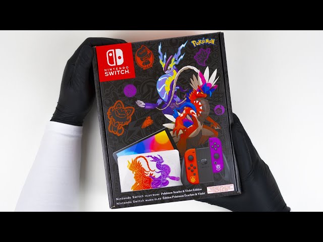 Nintendo Switch OLED Model Pokémon Scarlet & Violet Edition Unboxing - ASMR