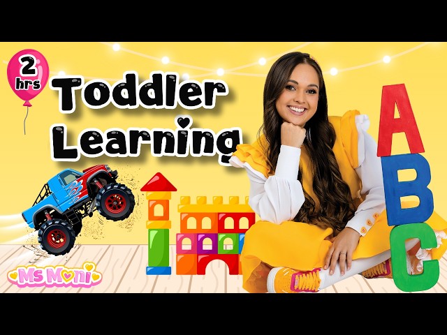 Toddler Learning with Ms Moni | 2hrs Compilation | Animals, Colours, Dinos, Construction & Trucks