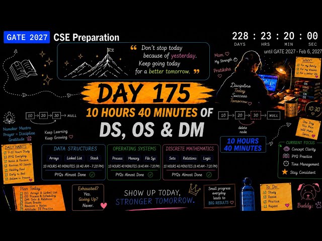 Day 157 | 10 Hours 40 Minutes of GATE CS Preparation 🔥 | DS, OS & DM | GATE 2027 📖📚📖