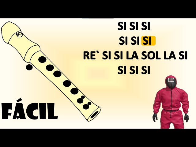 *_*  El juego del calamar, intro *_*  flauta dulce fácil, tutorial con animación, canción fácil