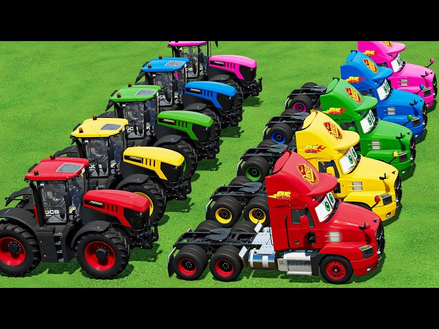 TRUCKS OF COLORS! POWERED AmericanTRUCKS +7 TON COLORED JCB FASTRAC Delivery – Farming Simulator 22
