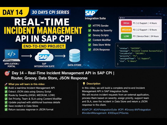 Part 1 || SAP CPI Real Time Project using Trail account || Incident Management Portal || Day 14