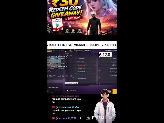 VIKASH is live free frie redeem code custom 🤑