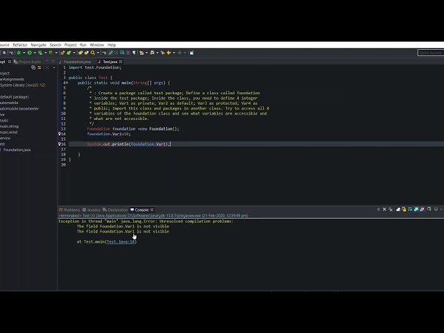 Java program to  access variables with different access specifiers