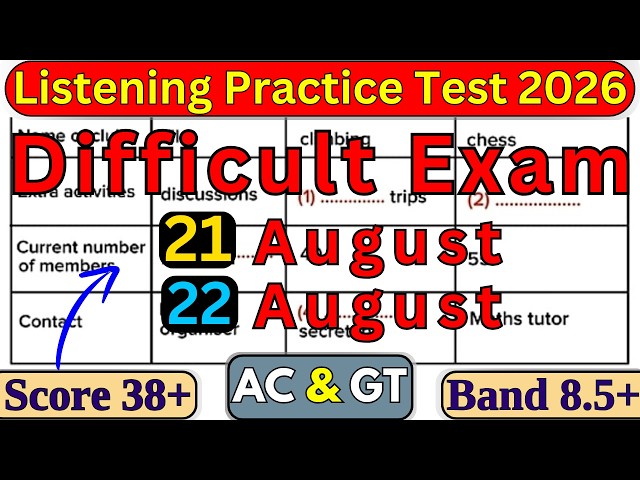 HARD 05 August 2026 & 06 August 2026 IELTS LISTENING TEST 2026 WITH ANSWERS | HARD IELTS PRACTICE