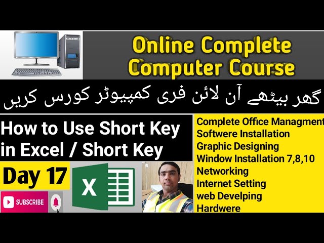 Most Useful Short Key in Excel- Online Computer Training in Urdu Hindi Live Day 17- Learn Computer