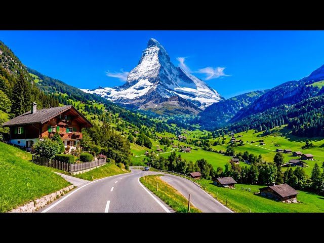Swiss Alps , A Beautiful Drive with Relaxing Music , 4K 