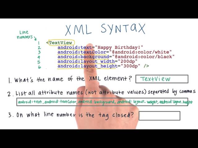 Google Android Apps Development Training Lesson 1A - (XML Syntax Solution )