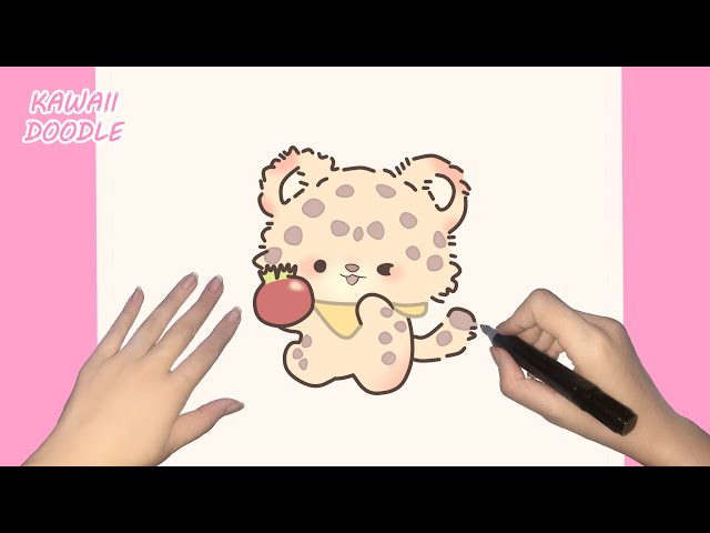 🌸HOW TO DRAW A CUTE LEOPARD~ STEP BY STEP ~ KAWAII DOODLE