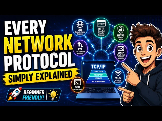 🌐 Every Network Protocol Simply Explained  TCPIP, DNS, HTTP, DHCP, SSH & More
