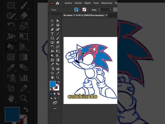 #hack de #illustrator para #pintar a #sonic en #adobeillustrator con el cubo de pintura interactiva🦔