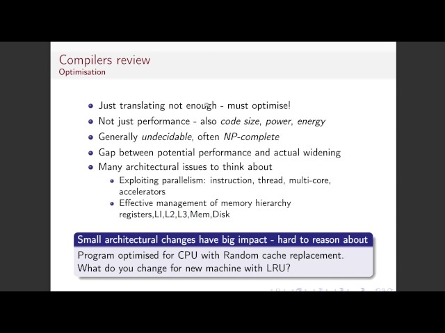 Compiler Optimisation Lecture 1 Part 2