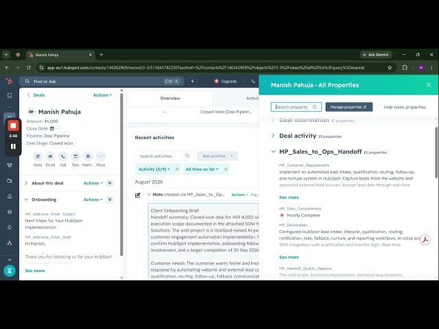 AI Agent Demo: Automating the Sales-to-Operations Handoff in HubSpot