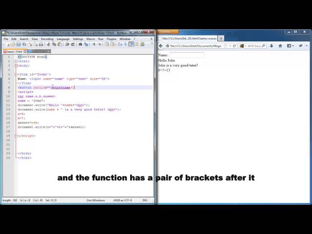 Javascript lesson 3 - accepting input from user using message box or html form