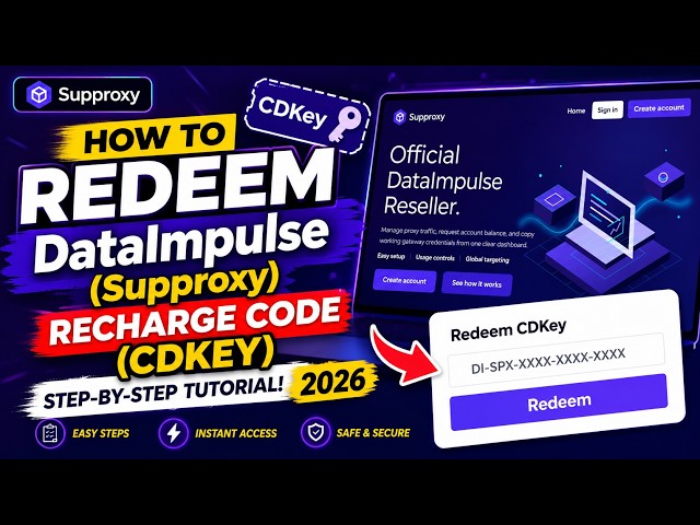 How to Redeem DataImpulse Supproxy Recharge Code CDKey  Step by Step Tutorial 2026