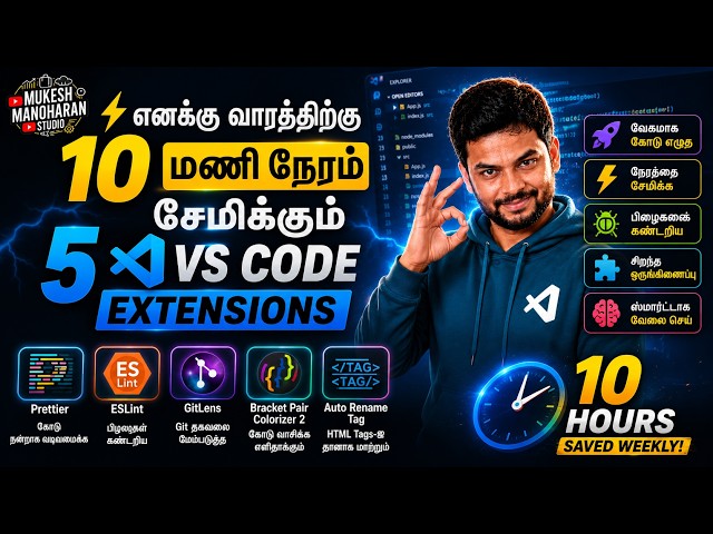 ⚡ எனக்கு வாரத்திற்கு 10 மணி நேரம் சேமிக்கும் 5 VS Code Extensions