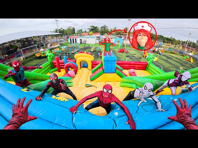 7 Spider-Man vs Nurse Smiling Woman & Serbian Dancing Lady | Escape the Abandoned Amusement Park