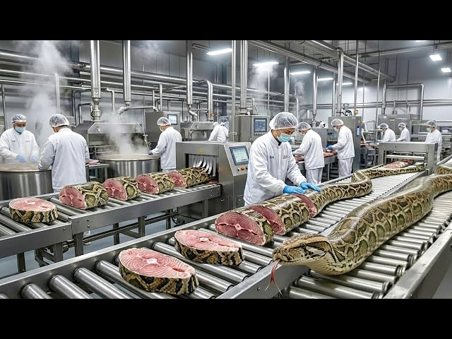 Inside a Modern Python Meat Factory | From Giant Snake to Packaged Protein