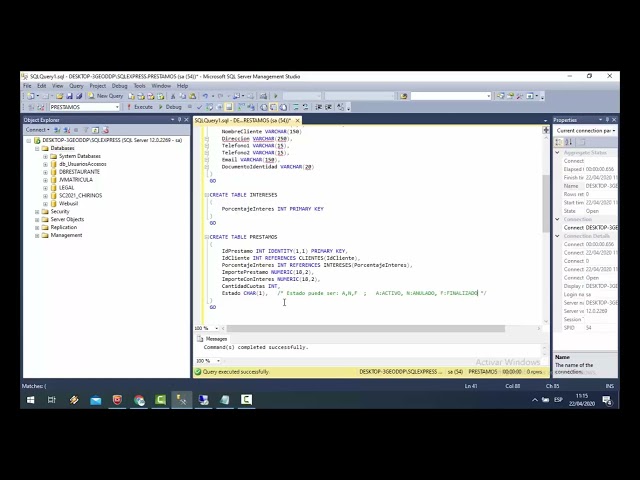 13 Crear Base de Datos en Sql Server Sistema de Prestamos