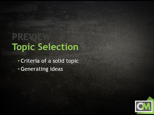 Topic Selection