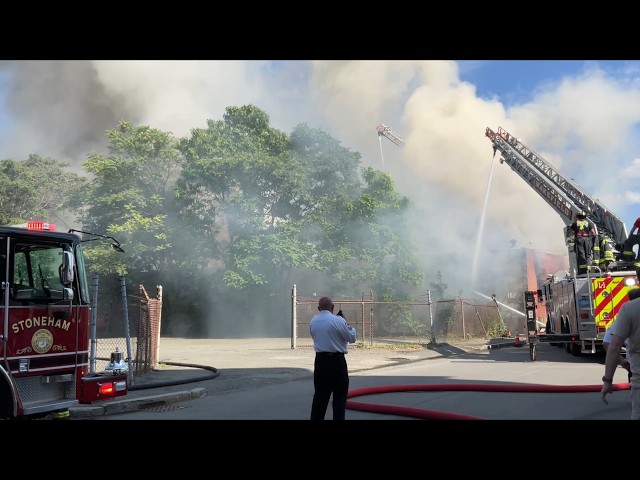 Massive 6 alarm fire In Wakefield, filmed on August 7, 2026