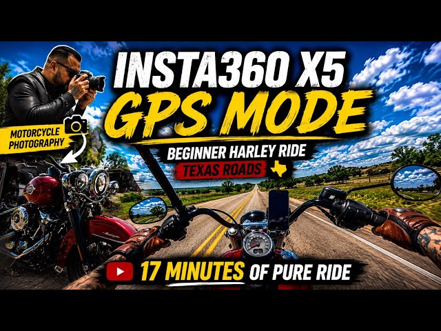 Beginner Harley Ride with Insta360 X5 + GPS Mode | Motorcycle Photography + Texas Roads