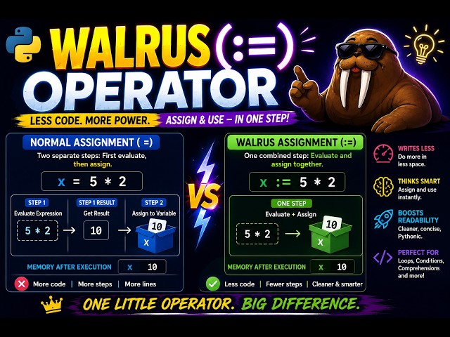 Part 3  Master Python Operators Like a Pro 😎 -🦭 “Meet the Walrus: Python’s Smartest Shortcut!”