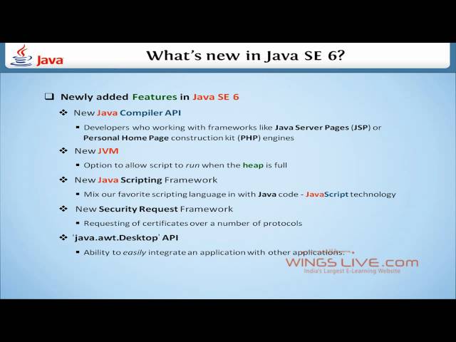 JAVA SE 6 New Features - Wingslive