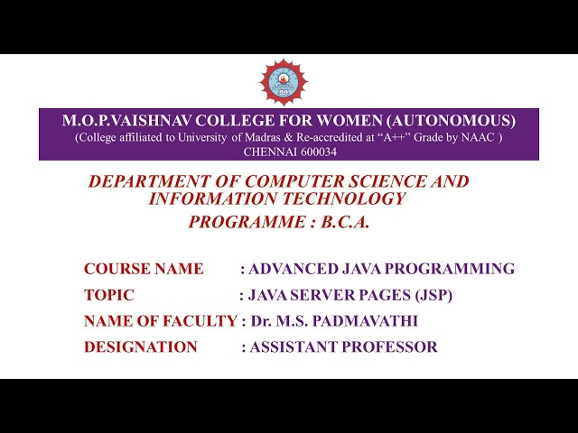 Java Server Pages JSP  - Dr  M S  Padmavathi