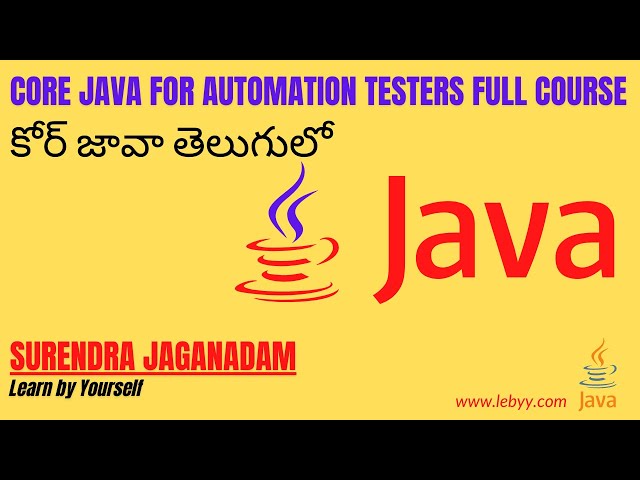 Core Java In Telugu | Java in 1.5hrs |Core Java for Automation Testers Full Course Beginners Part-1