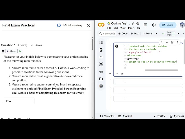 Coding Final Exam Practical Screen Recording   Max Johnson