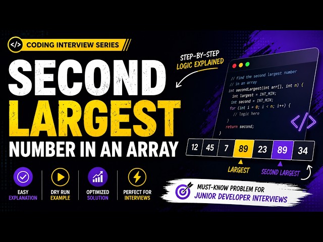 Find the Second Largest Number in an Array | JavaScript Interview Logic