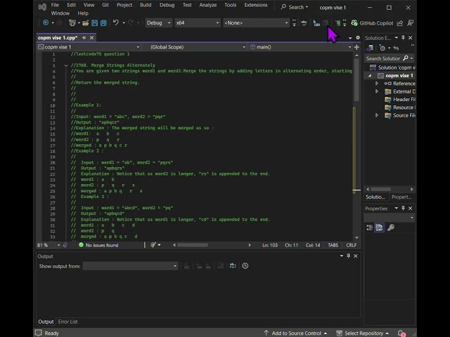 ASMR programming -no talking -merge string alternatively-c++