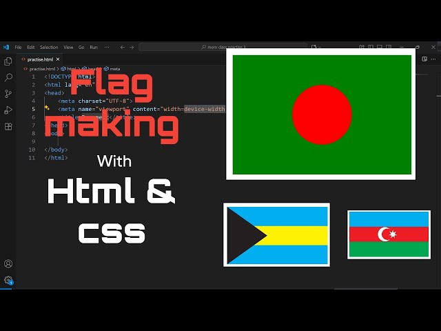 CSS Position Explained Bangla | HTML CSS দিয়ে Flag Design Tutorial | CSS Position Absolute, Relative