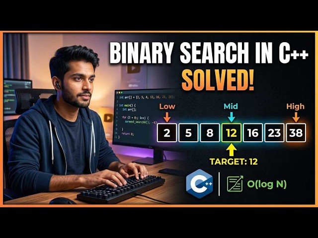 Binary Search in C++ 🔥 | O(log n) Explained with Example | DSA Series #47
