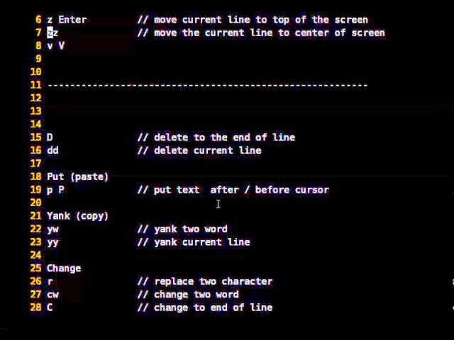 Vi Vim Beginner Lesson 8: A few misc commands