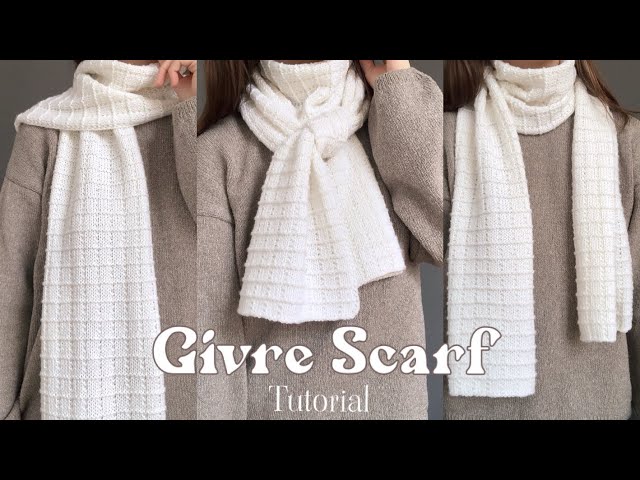 Knitting Scarf Tutorial - “Givre” ❄️🤍 How to knit a scarf