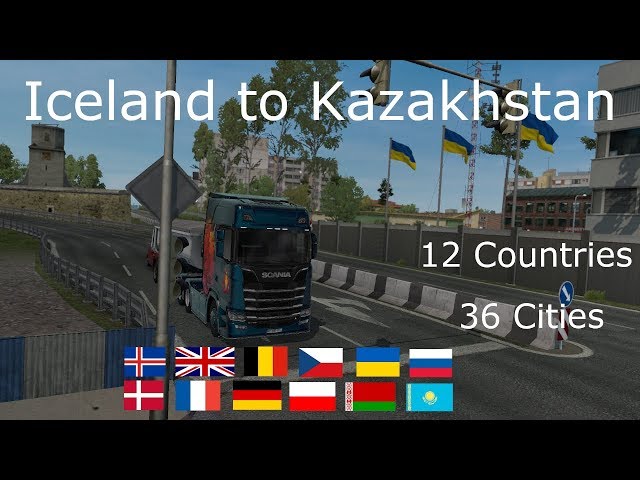 ETS2 ProMods-RoExtended-RusMap-Great Steppe Timelapse: Selfoss(IS) to Aralsk(KZ)