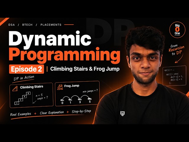 Climbing Stairs & Frog Jump | Dynamic Programming Ep 02 | 1D DP Explained | BigO One