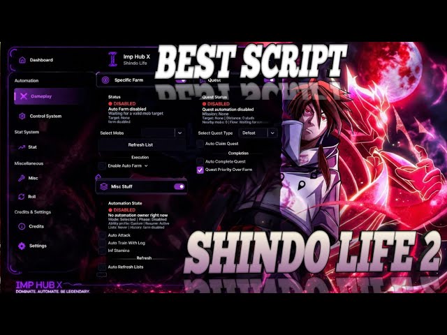 😱 SHINDO LIFE 2 script | AUTO FARM | AUTO QUESTS | INF STAMINA | AUTO ROLL | ROBLOX SCRIPT 🫡