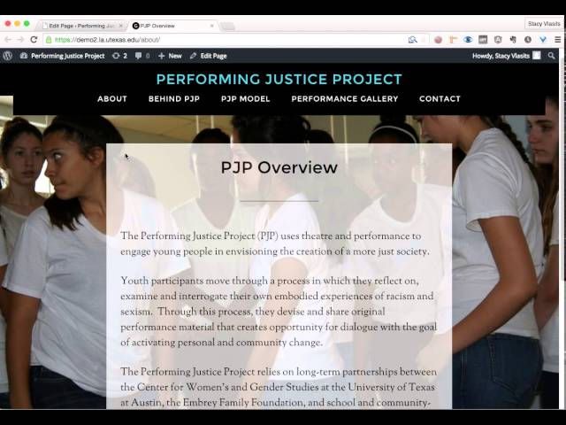 PJP:  Add and change the content, text opacity, and background image of a page