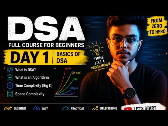 DSA Full Course for Beginners | Day 1 | What is DSA, Algorithm, Time & Space Complexity #dsa 