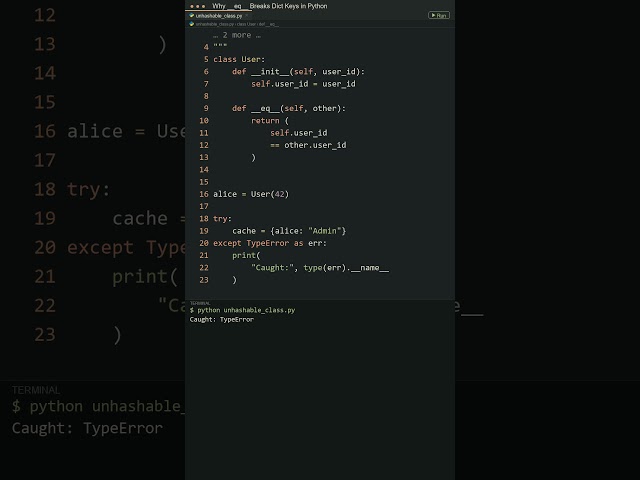 Why __eq__ Breaks Dict Keys in Python! 🔑 #python #programming #coding #softwareengineer