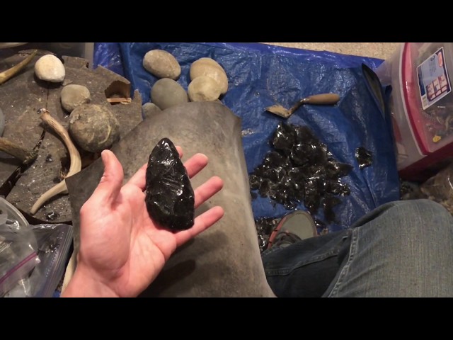 Snowflake Obsidian Clovis - Part 2 of 5: Rough Biface to Rough Preform