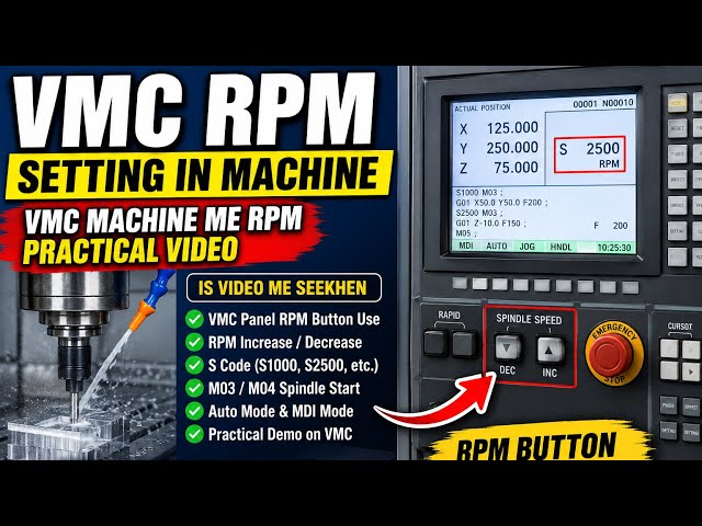 VMC RPM Setting on Machine | Practical Guide to RPM on VMC Machines | How to Use the VMC Panel RP...
