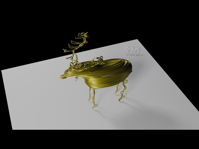 Golden wireframe Fourier moose's accuracy-dependency on basis function count